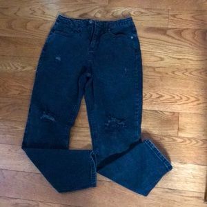 😘Black denim torn jeans